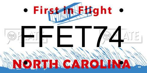 FFET74 North Carolina License Plate