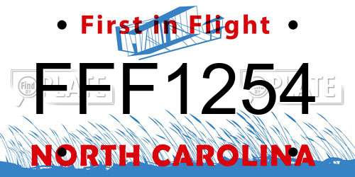 FFF1254 North Carolina License Plate