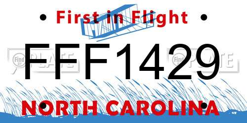 FFF1429 North Carolina License Plate