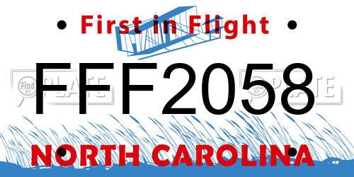 FFF2058 North Carolina License Plate