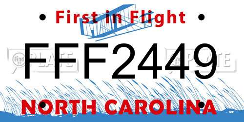 FFF2449 North Carolina License Plate