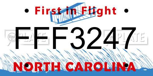 FFF3247 North Carolina License Plate