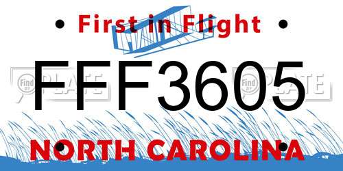 FFF3605 North Carolina License Plate