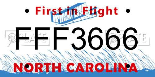 FFF3666 North Carolina License Plate
