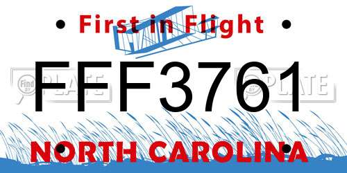 FFF3761 North Carolina License Plate