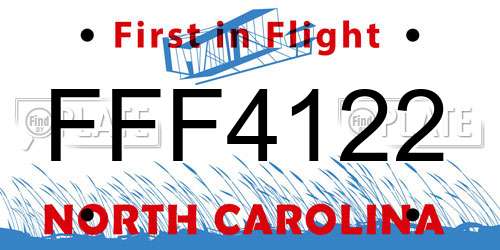 FFF4122 North Carolina License Plate