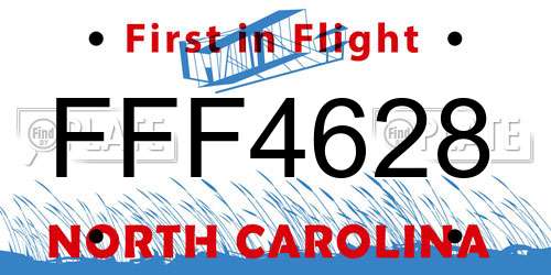 FFF4628 North Carolina License Plate