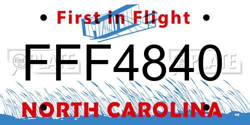 FFF4840 North Carolina License Plate