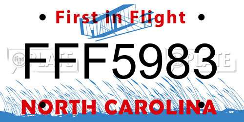 FFF5983 North Carolina License Plate