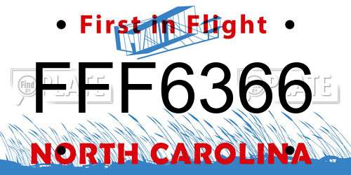 FFF6366 North Carolina License Plate