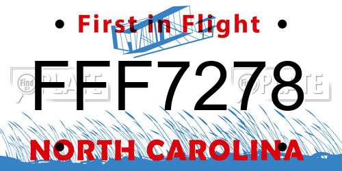 FFF7278 North Carolina License Plate