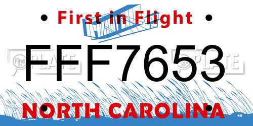 FFF7653 North Carolina License Plate