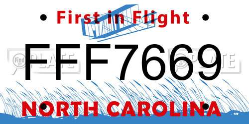 FFF7669 North Carolina License Plate
