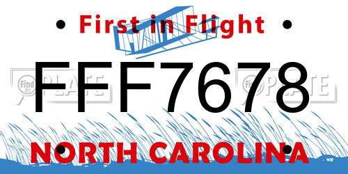FFF7678 North Carolina License Plate
