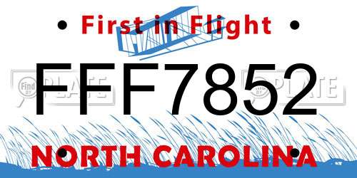 FFF7852 North Carolina License Plate