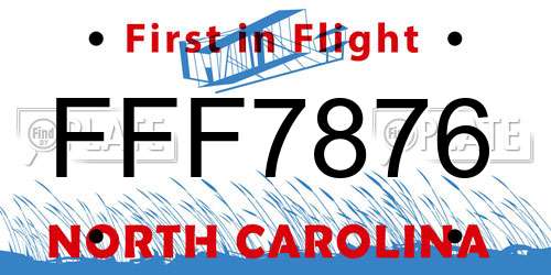 FFF7876 North Carolina License Plate