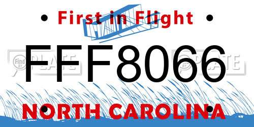 FFF8066 North Carolina License Plate