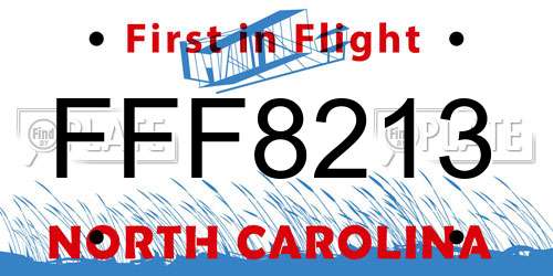 FFF8213 North Carolina License Plate