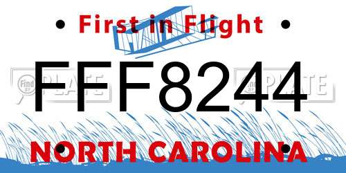 FFF8244 North Carolina License Plate