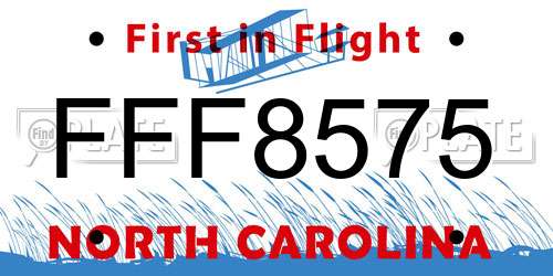 FFF8575 North Carolina License Plate