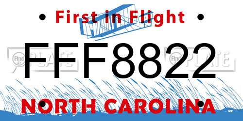 FFF8822 North Carolina License Plate