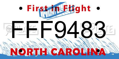 FFF9483 North Carolina License Plate