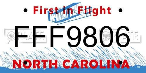 FFF9806 North Carolina License Plate