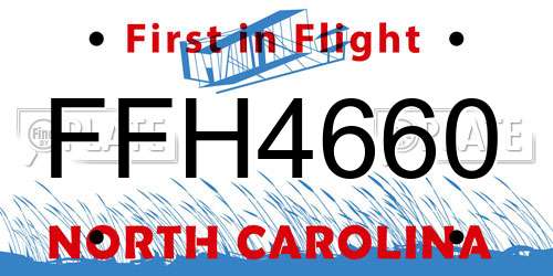 FFH4660 North Carolina License Plate
