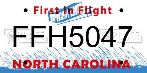 FFH5047 North Carolina License Plate