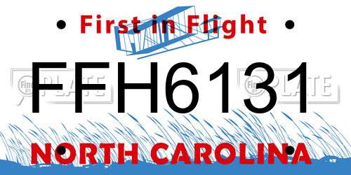 FFH6131 North Carolina License Plate