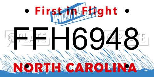 FFH6948 North Carolina License Plate