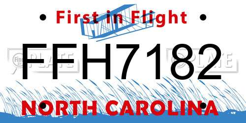 FFH7182 North Carolina License Plate