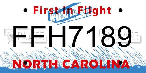 FFH7189 North Carolina License Plate