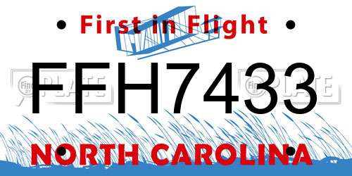 FFH7433 North Carolina License Plate