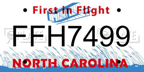 FFH7499 North Carolina License Plate