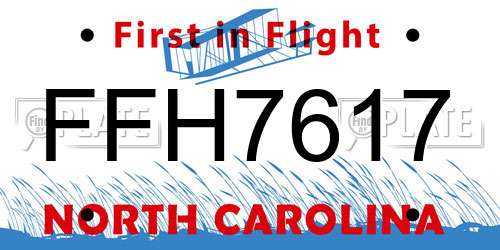 FFH7617 North Carolina License Plate