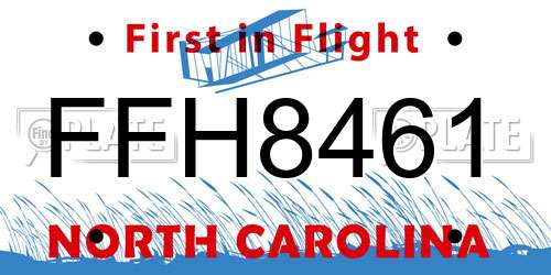 FFH8461 North Carolina License Plate