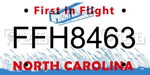 FFH8463 North Carolina License Plate