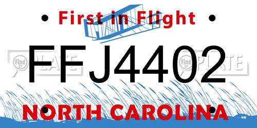 FFJ4402 North Carolina License Plate