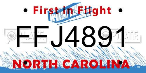 FFJ4891 North Carolina License Plate