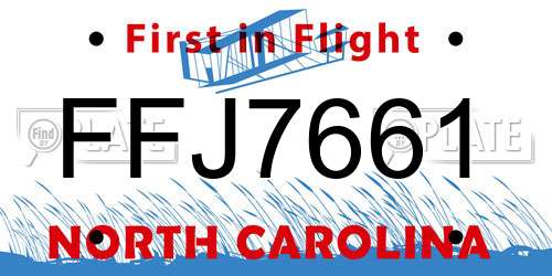 FFJ7661 North Carolina License Plate