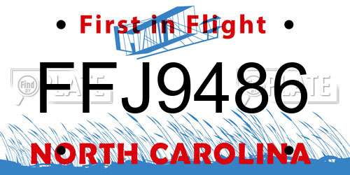 FFJ9486 North Carolina License Plate