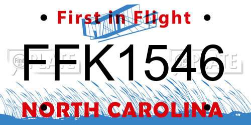 FFK1546 North Carolina License Plate