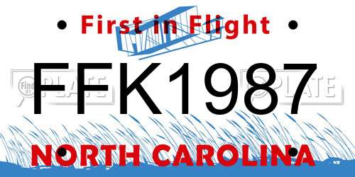 FFK1987 North Carolina License Plate