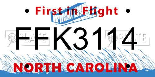 FFK3114 North Carolina License Plate
