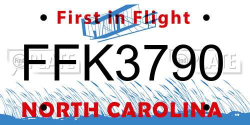 FFK3790 North Carolina License Plate