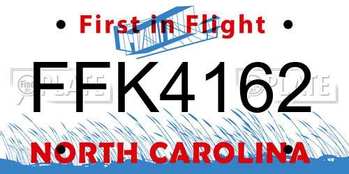 FFK4162 North Carolina License Plate