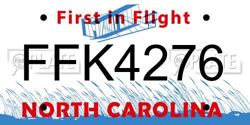 FFK4276 North Carolina License Plate