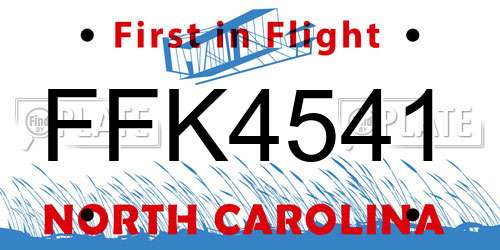 FFK4541 North Carolina License Plate