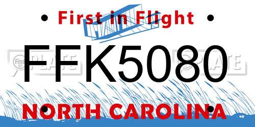 FFK5080 North Carolina License Plate